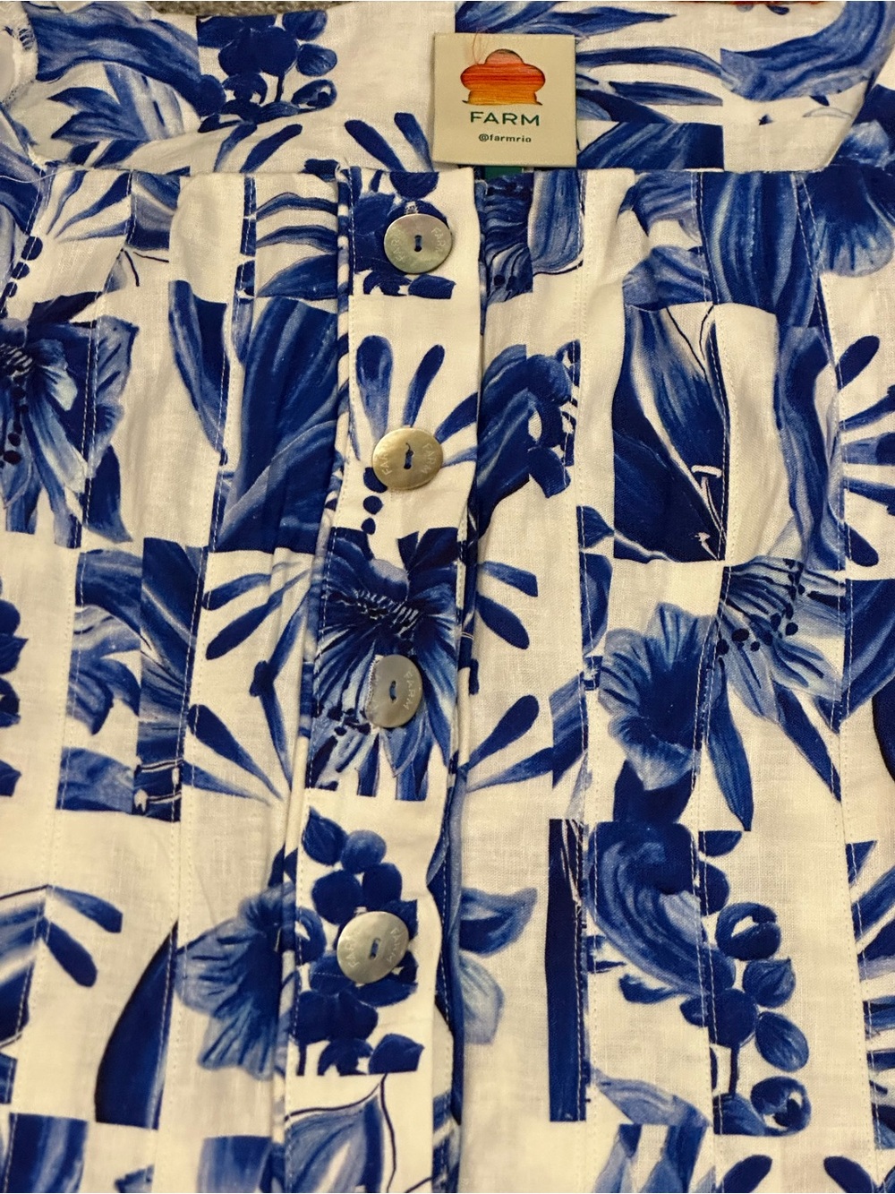 Farm Rio Garden Tiles Linen Mini Dress Size S - Picture 5 of 7